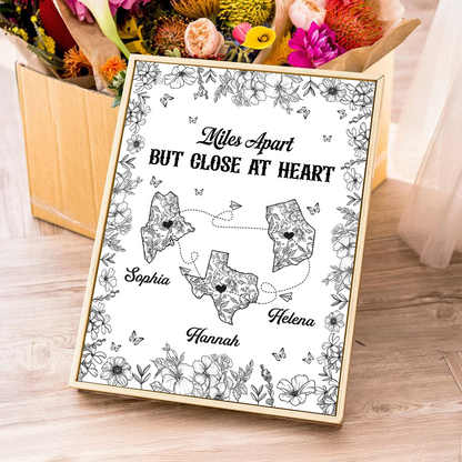 Miles Apart But Close At Heart Toile Pattern - Personalized Poster And Canvas Print