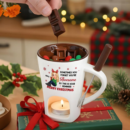 Sometimes You Forget You're Awesome Hot Chocolate Fondue Mug – Custom Coffee Mug, Unique Christmas Gift