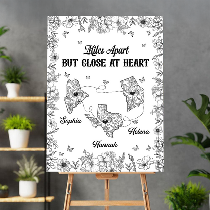 Miles Apart But Close At Heart Toile Pattern - Personalized Poster And Canvas Print