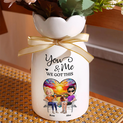 You Me Personalized Ceramic Vase for Couples, Anniversary Gift for Loved One