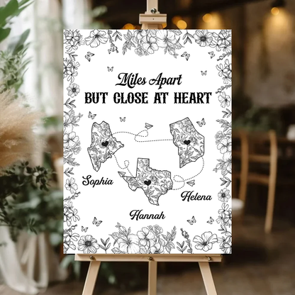 Miles Apart But Close At Heart Toile Pattern - Personalized Poster And Canvas Print