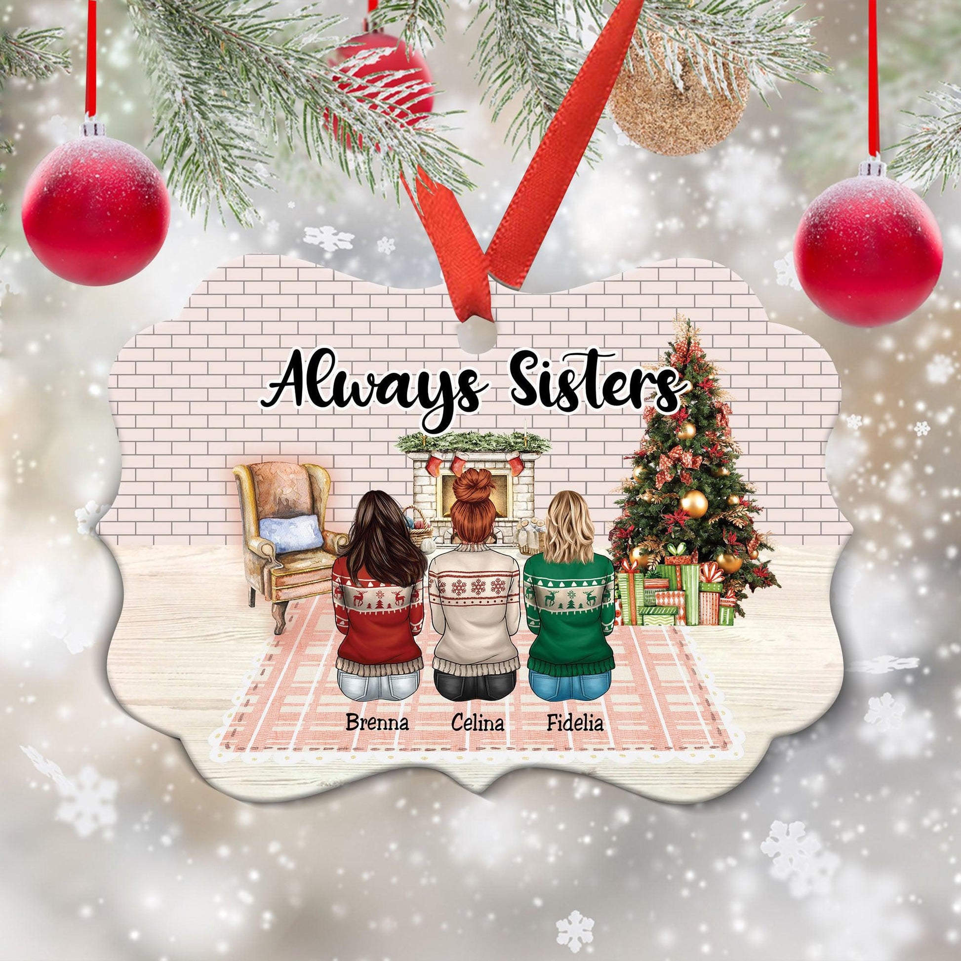 Always Sisters - Personalized Christmas Ornament