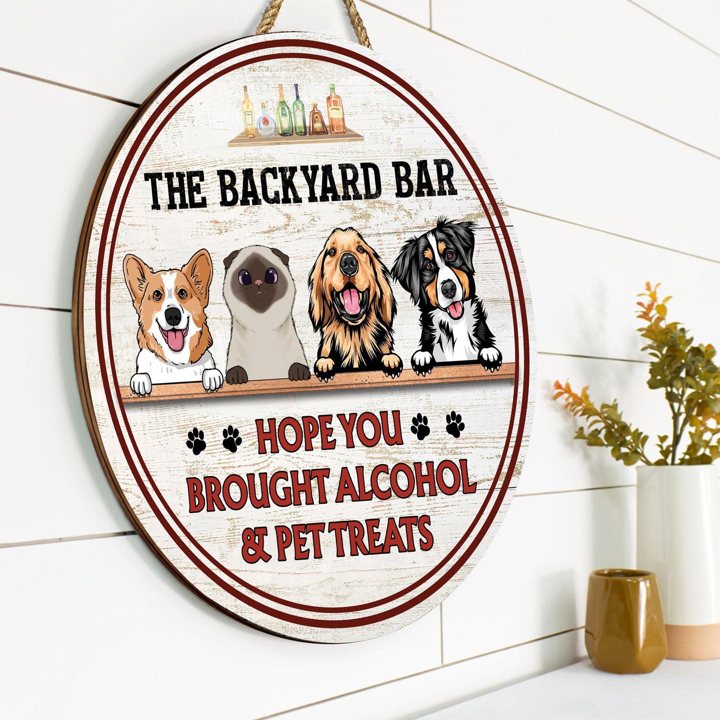 Personalized Wooden Sign - Alcohol and Dog Treats Gift For Lovers