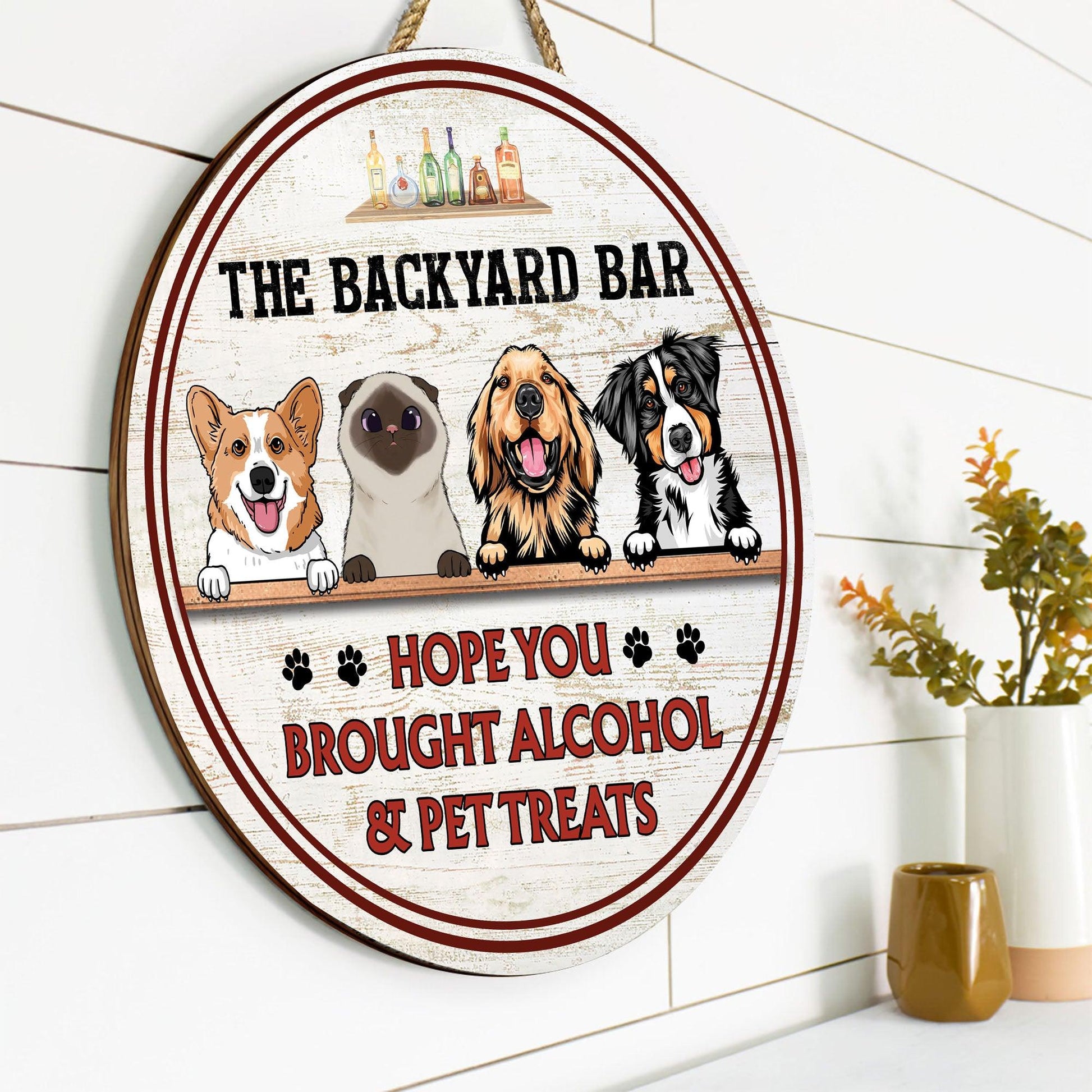 Personalized Wooden Sign - Alcohol and Dog Treats Gift For Lovers