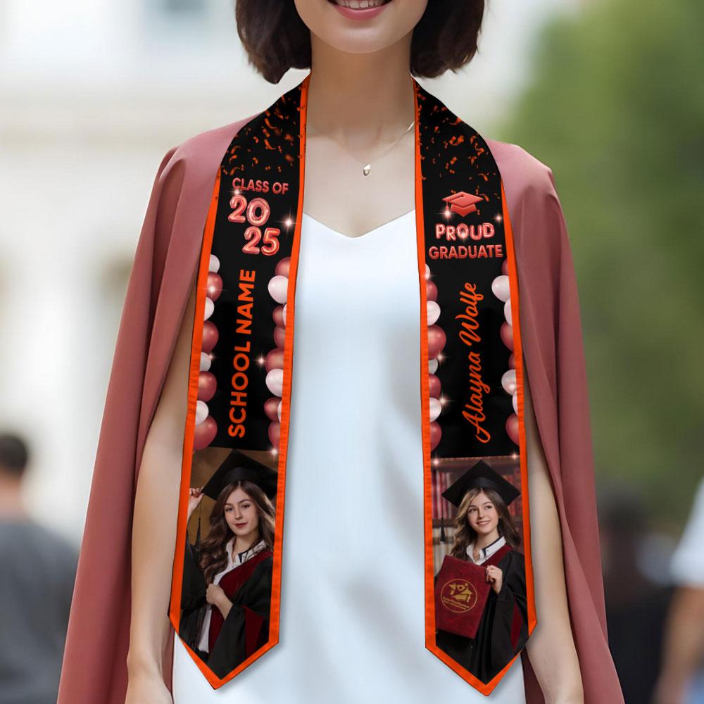Bubble Color Class of 2025 Custom Graduation Stole with Photo