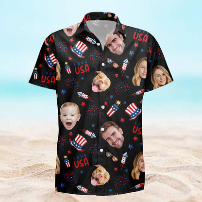 Personalized Independence Day Shirt - Custom Face Hawaiian Shirt