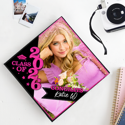 Gliiter Cap Topper Class of 2026 - Decorations For Grad Cap