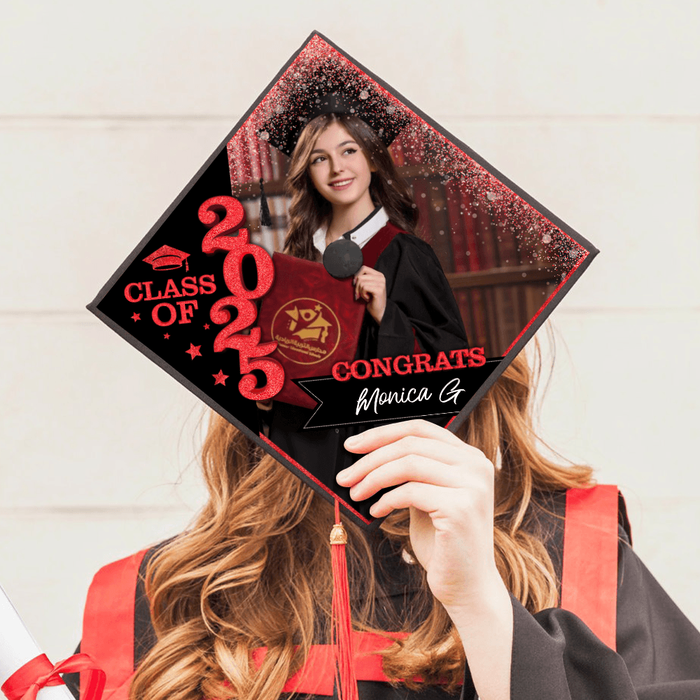 Gliiter Cap Topper Class of 2025 - Decorations For Grad Cap