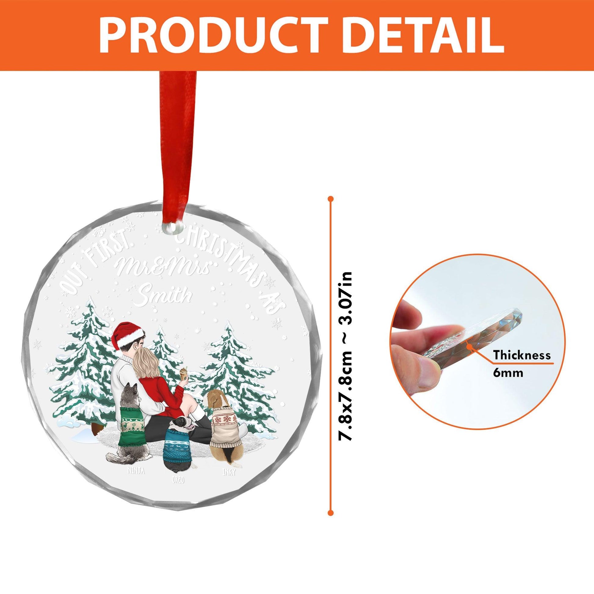 Our First Christmas As Mr. & Mrs. - Personalized Crystal Ornament