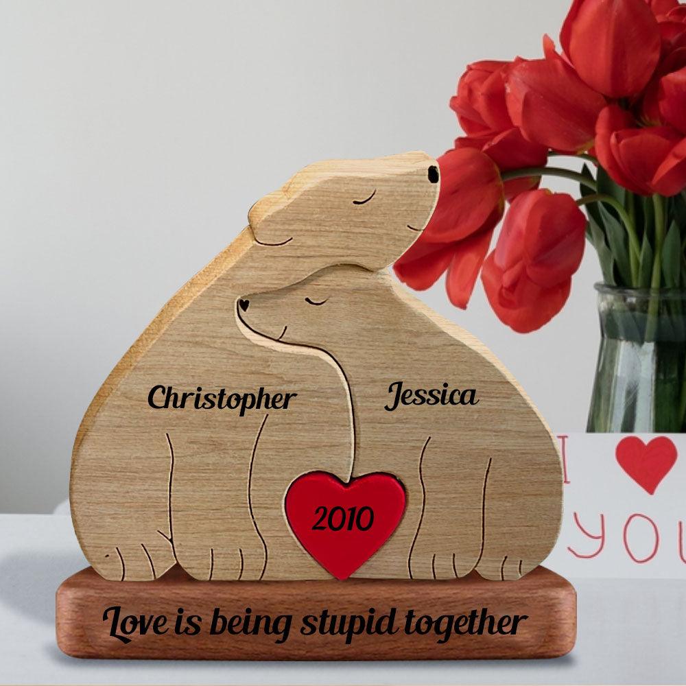 Huggy Bear Family Puzzle - Wooden Bears Family - Wooden Pet Carvings