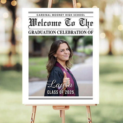 2025 Newspaper Grad Party Sign - Personalized Graduation Decoration