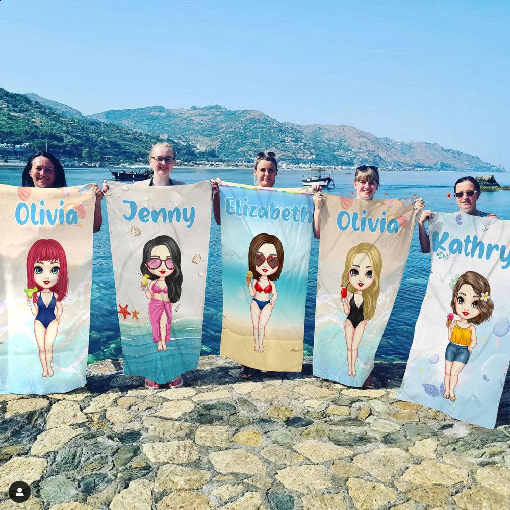 Personalized Beach Girl Towel - Besties & Friends Gift Idea