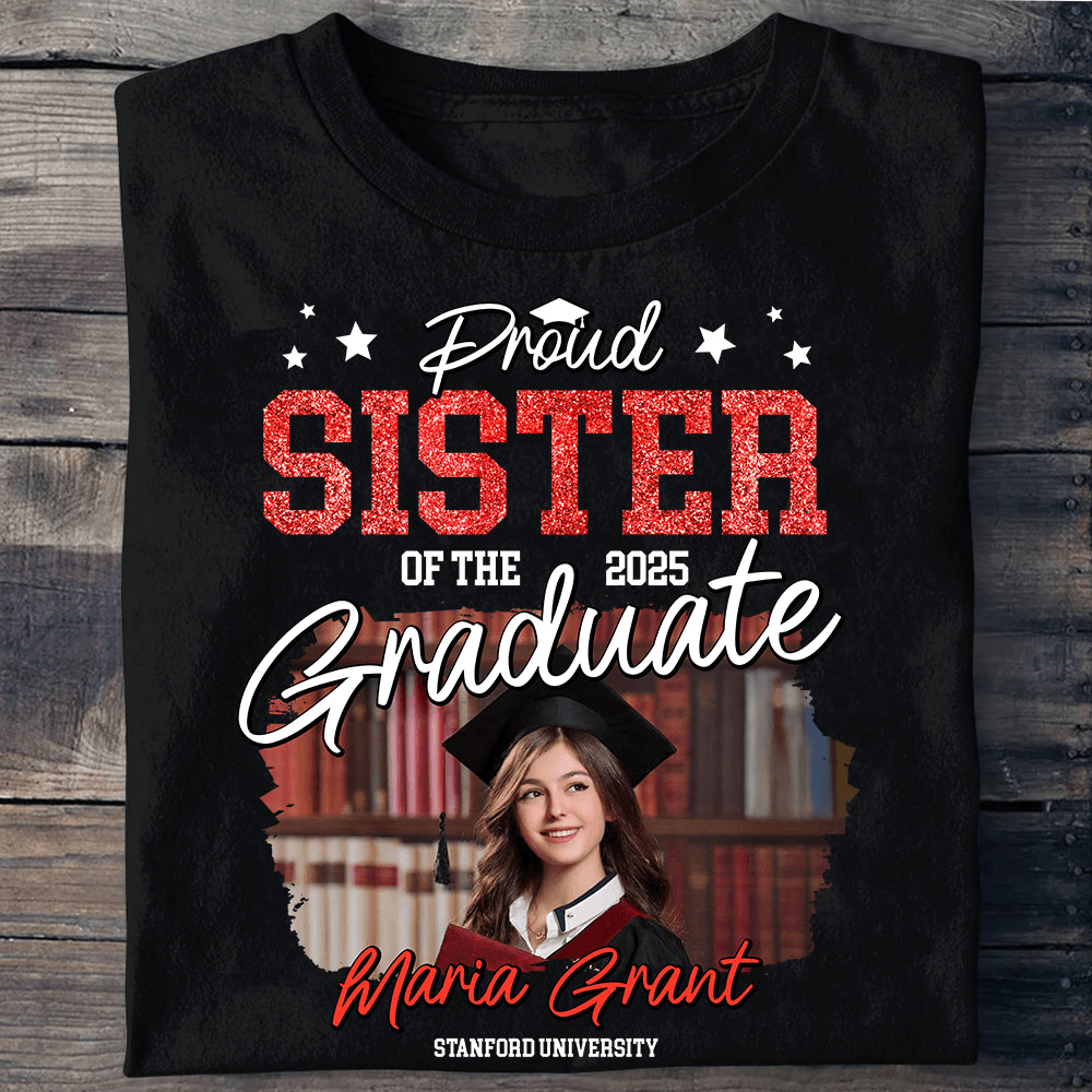 Proud Family of the Graduate Photo Name T-Shirt - Graduation Class Of 2025 T-Shirt - Graduation Unisex T-Shirt