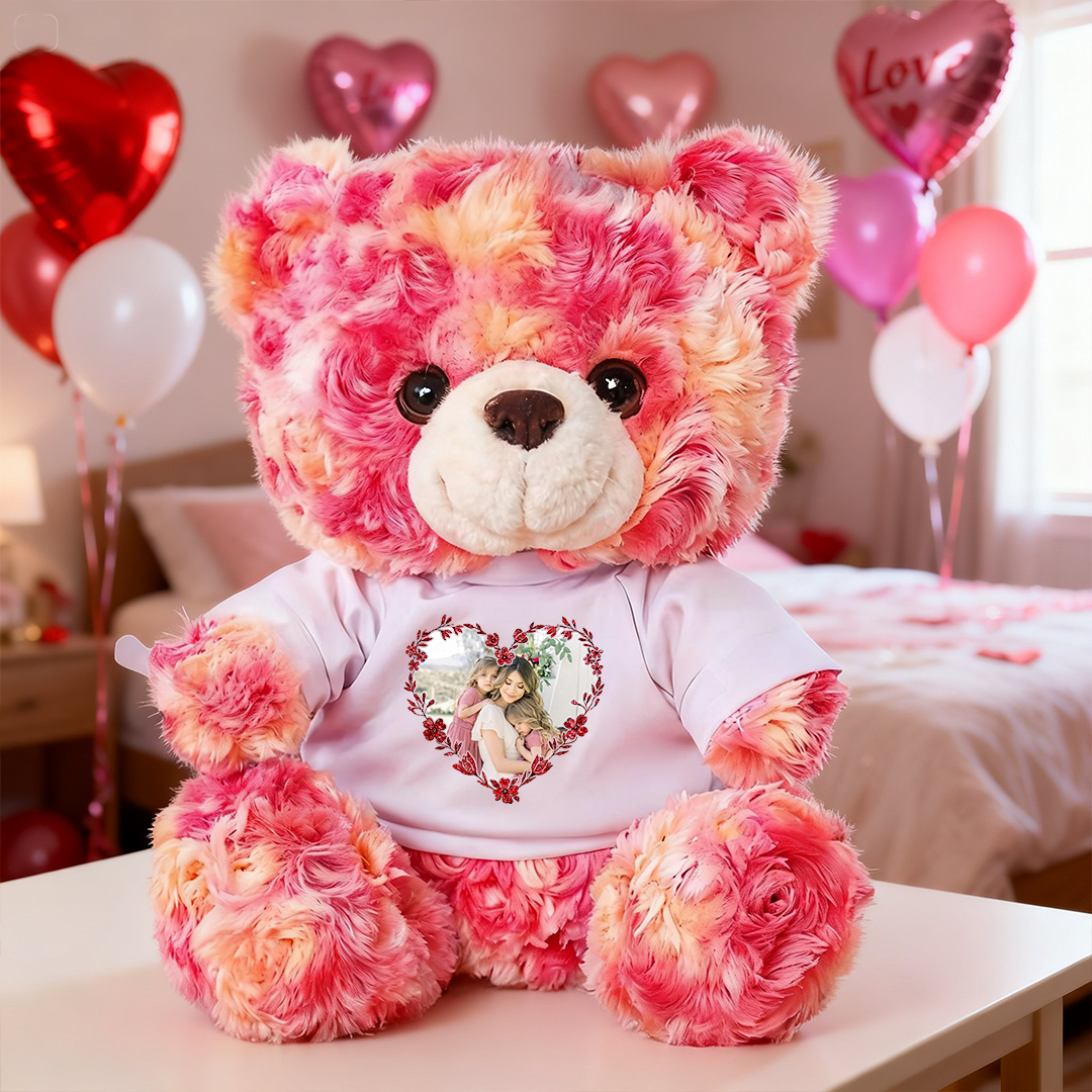 Love You Longer - Teddy Bear With Personalized Photo Shirt