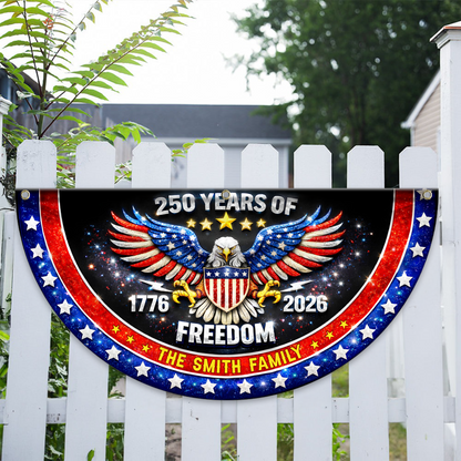 Freedom Family Name 250th Birthday - America Freedom With Eagle - Non-Pleated Fan Flag