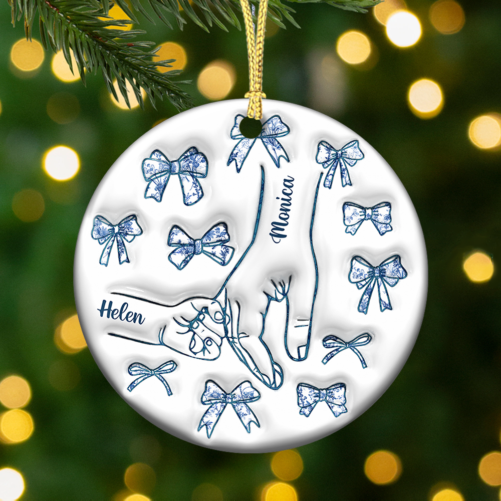Holding Hand Christmas - Personalized Ceramic Ornaments - 3D Effect Ornament