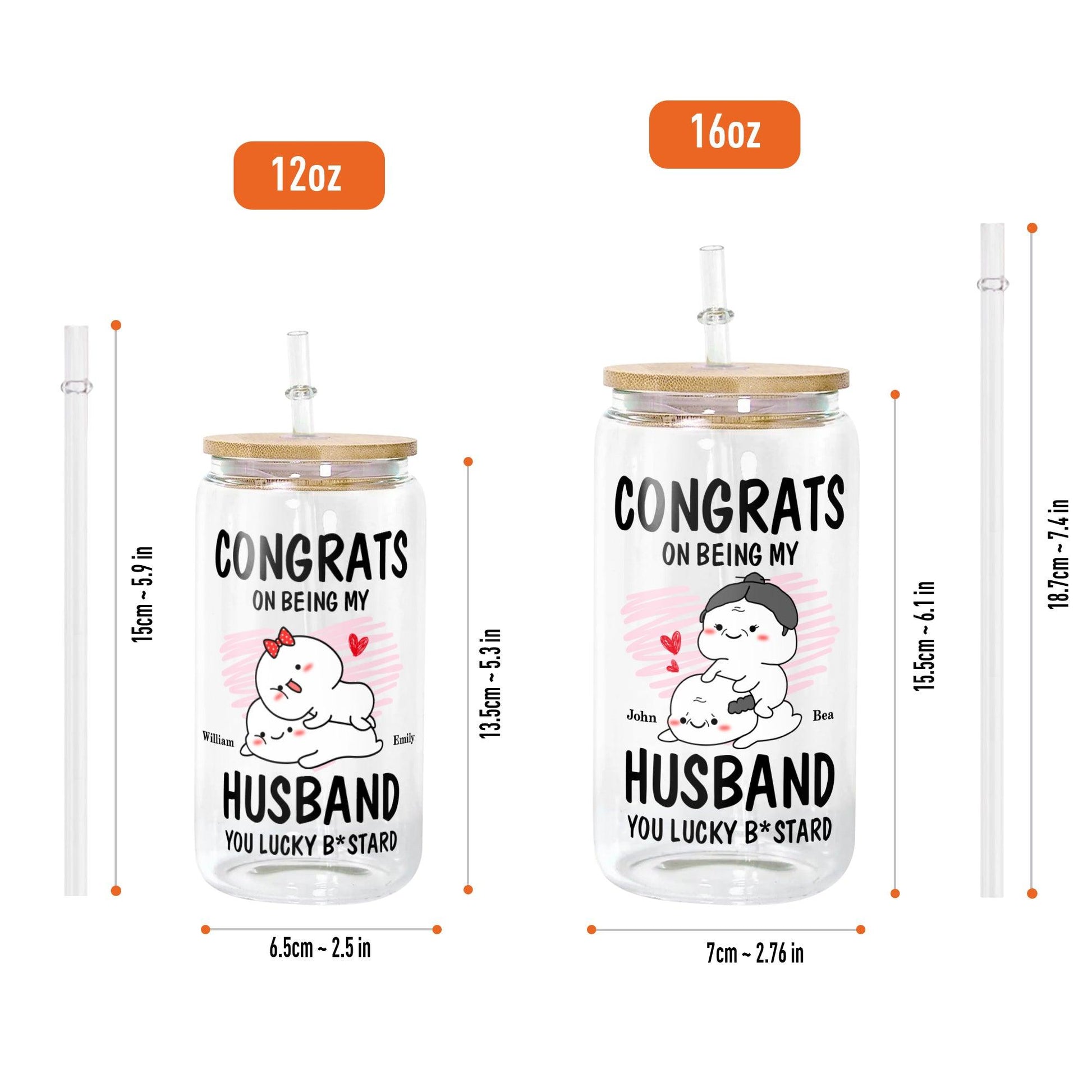 Congrats Husband Glass Bottle - Personalized Anniversary Gift