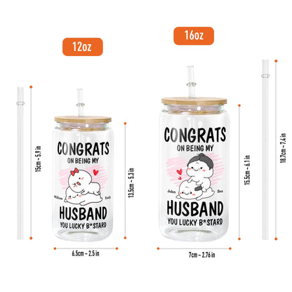Congrats Husband Glass Bottle - Personalized Anniversary Gift