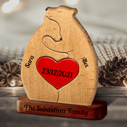 Personalized Wooden Bears Couple - Wooden Pet Carvings