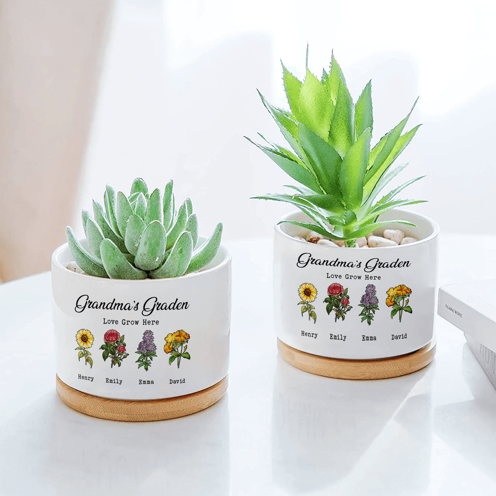 Plant Pot - Birth Month Flowers Pot - Gifts For Mom And Grandma