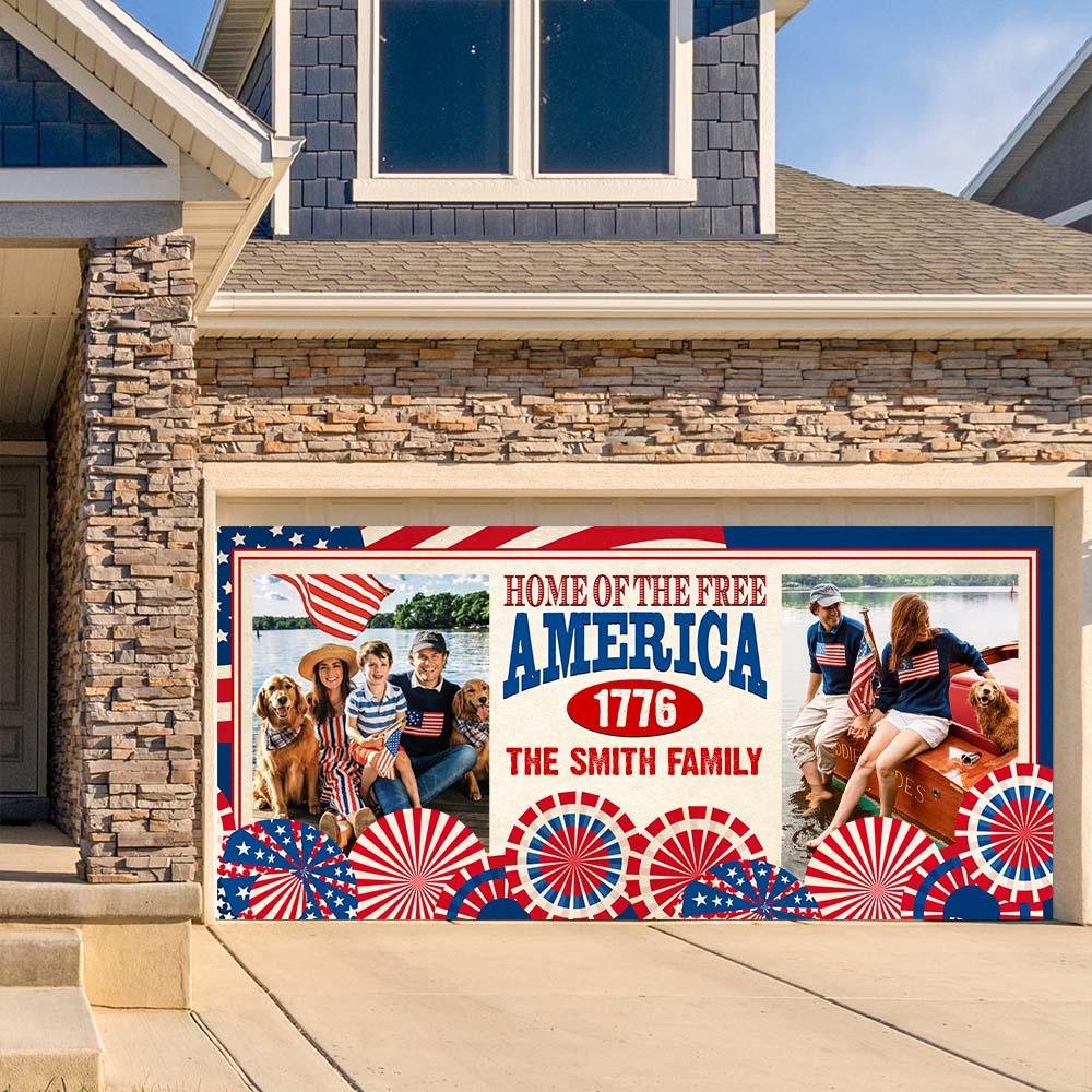 Personalized July 4th Garage Banner - Single Garage Cover