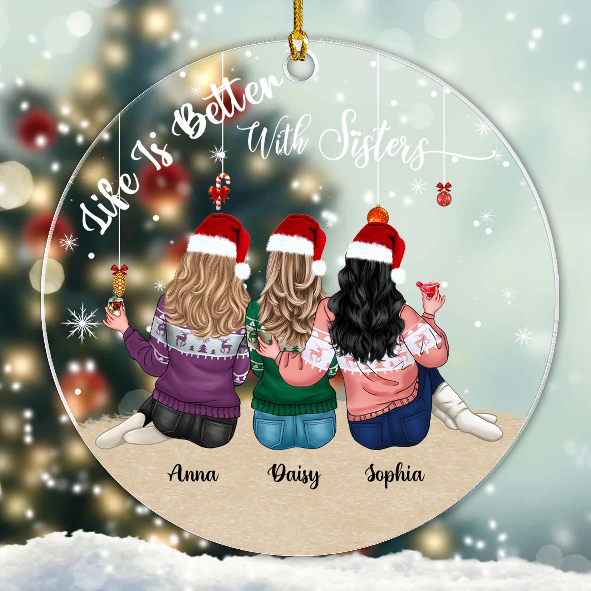 Personalized Bestie Acrylic Ornament - Bestie Forever Friends