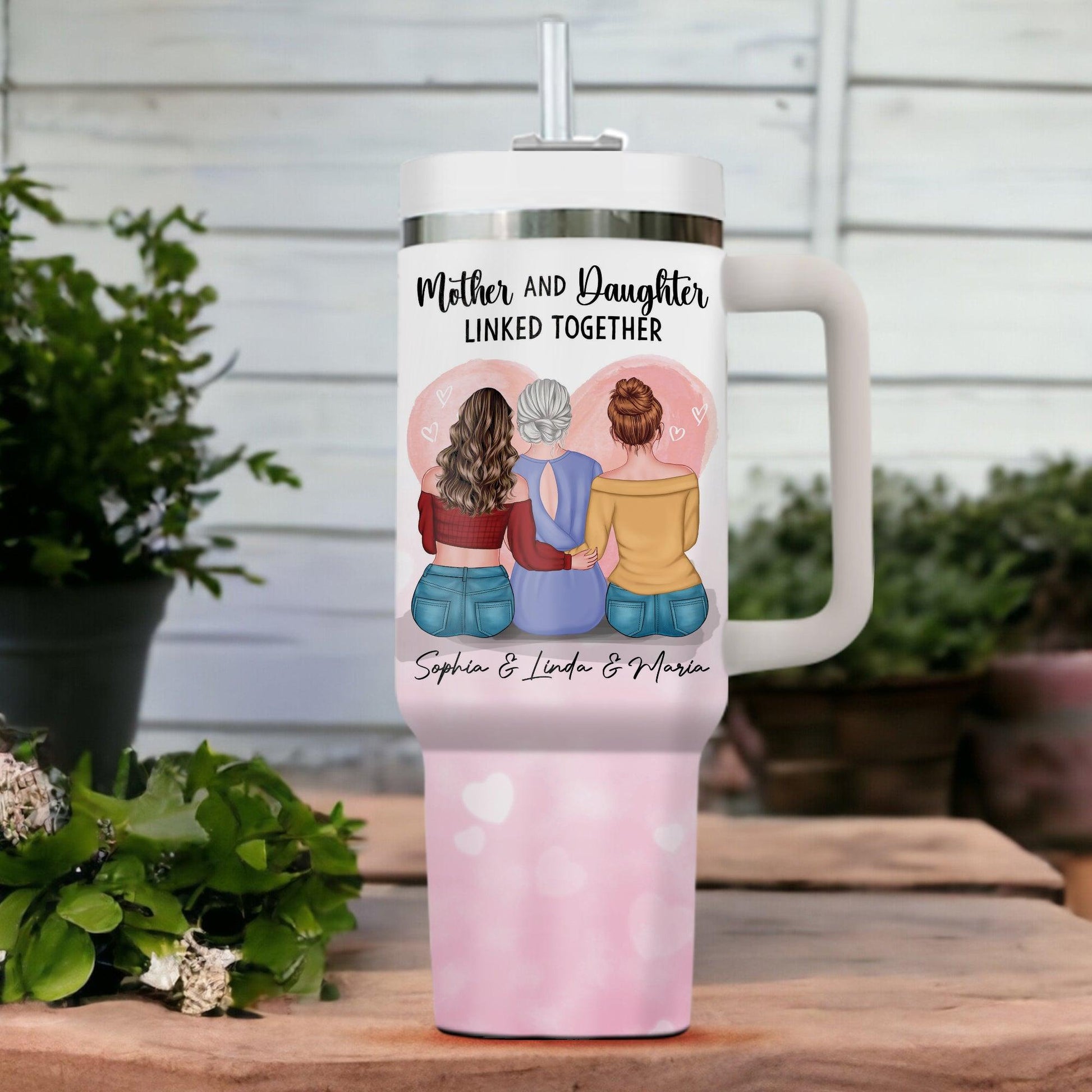 Mother & Daughter Forever Linked - Personalized Custom Tumbler