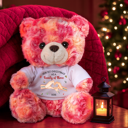 Personalized Baby's First Christmas As A Family - Teddy Bear With Personalized Photo Shirt