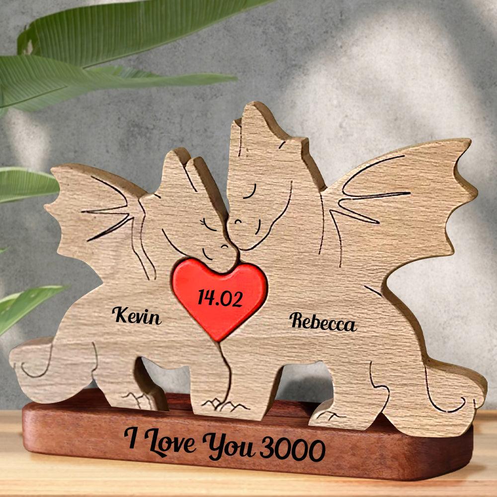 DIY Dragon Anniversary Wood Carvings - Non Custom Puzzle Wooden Family