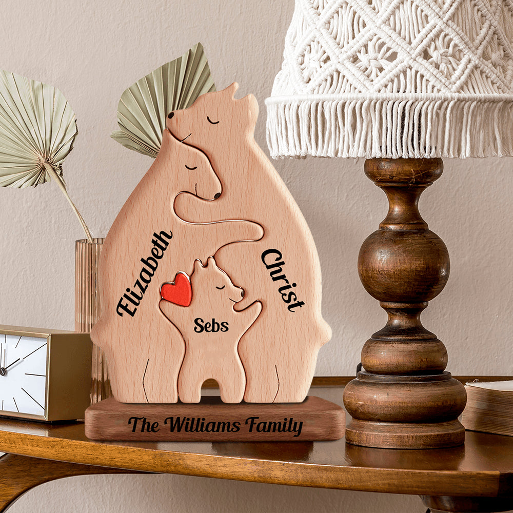 Big Size Wooden Bears Family - Wooden Pet Carvings Puzzle