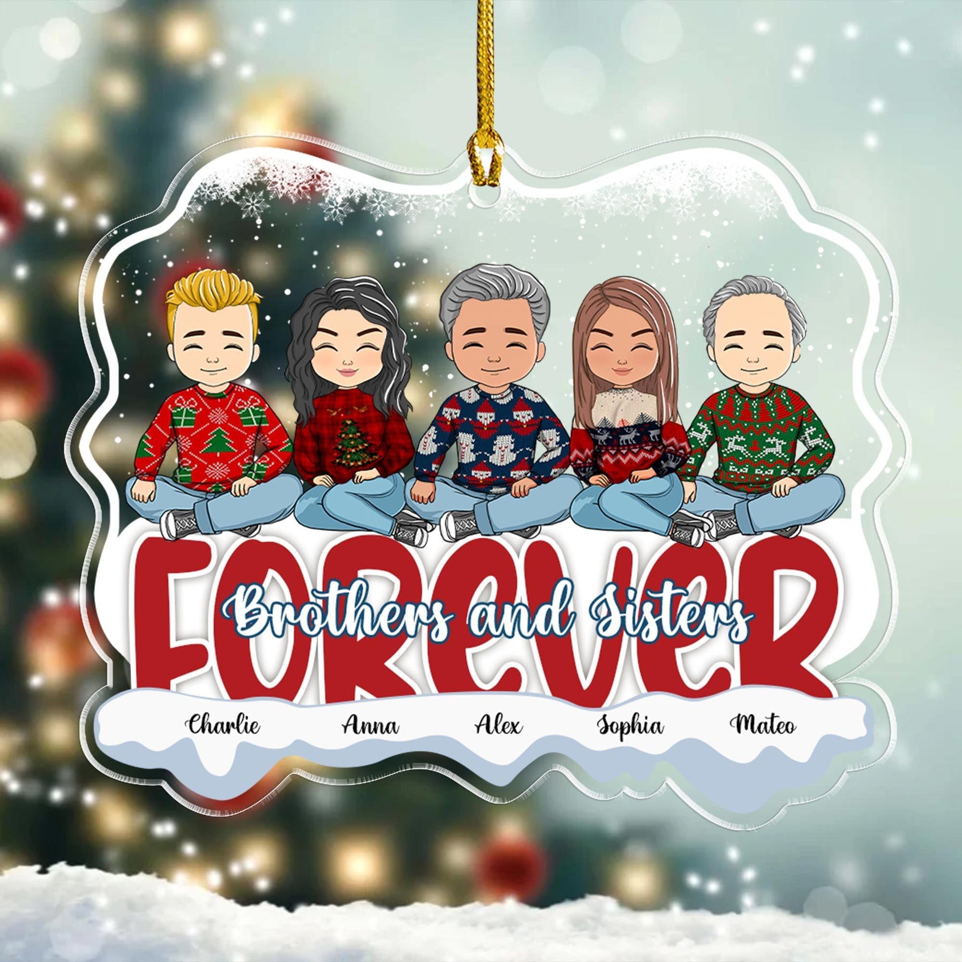 Brothers Sister Acrylic Ornament - Personalized Custom Acrylic Ornament