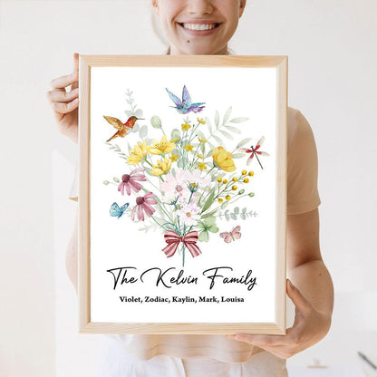 Family Flower Alphabet Canvas - Personalized Custom Canvas
