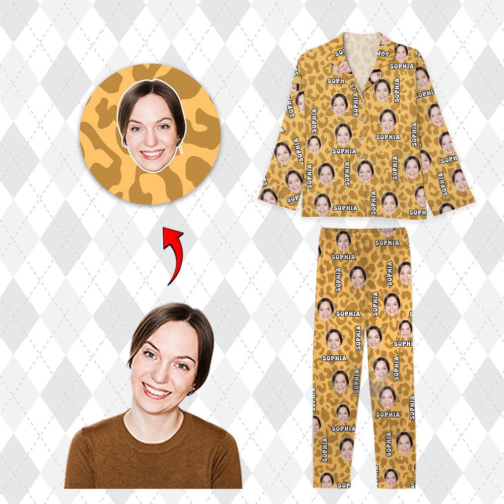 Personalized Leopard Pajamas - Custom Photo Leopard Print Pajamas