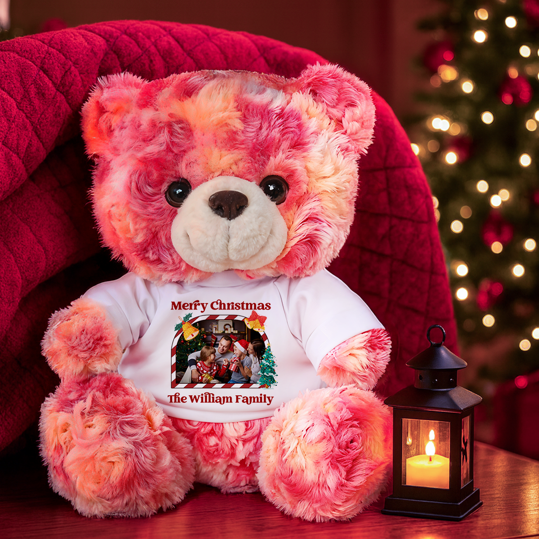 Custom Photo Our Family - Teddy Bear With Personalized Photo Shirt