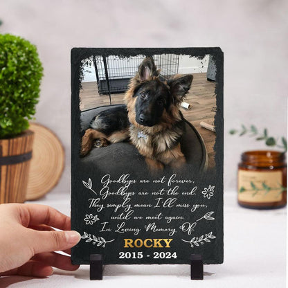 Personalized Photo Pet Rock Slate - Goodbyes Are Not Forever, In Loving Memory Gift - Pet Sympathy Gift - Cat Bereavement Photo Gift