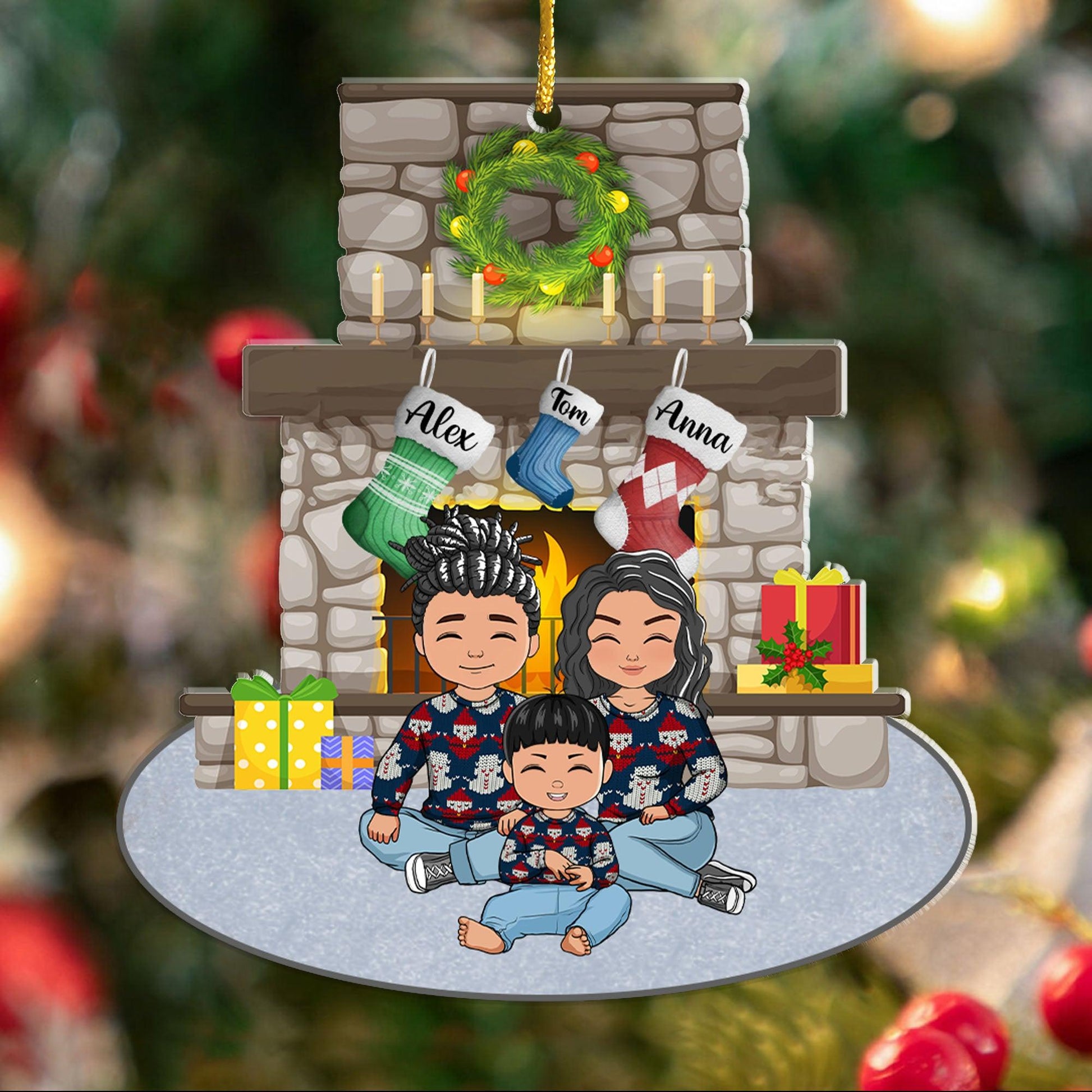 Family Stocking Acrylic - Personalized Custom Acrylic Ornament