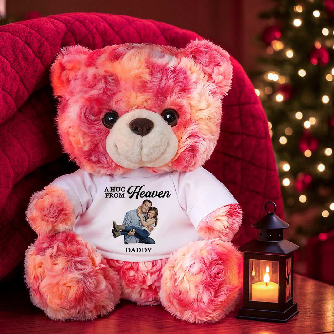Custom Memorial Embroidery - Teddy Bear With Personalized Photo Shirt