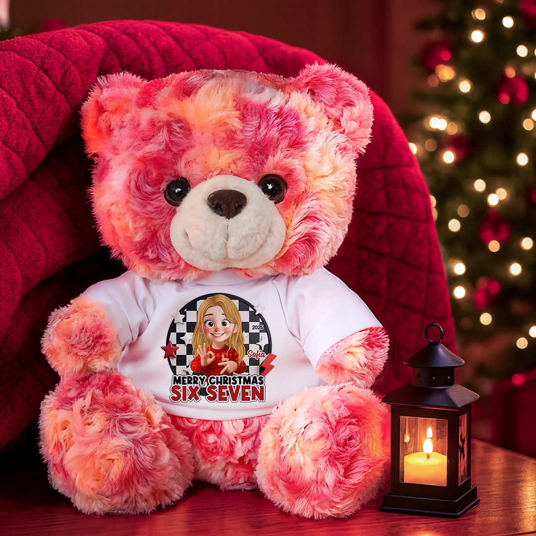 Funny Six Seven Christmas - Teddy Bear With Personalized Photo Shirt