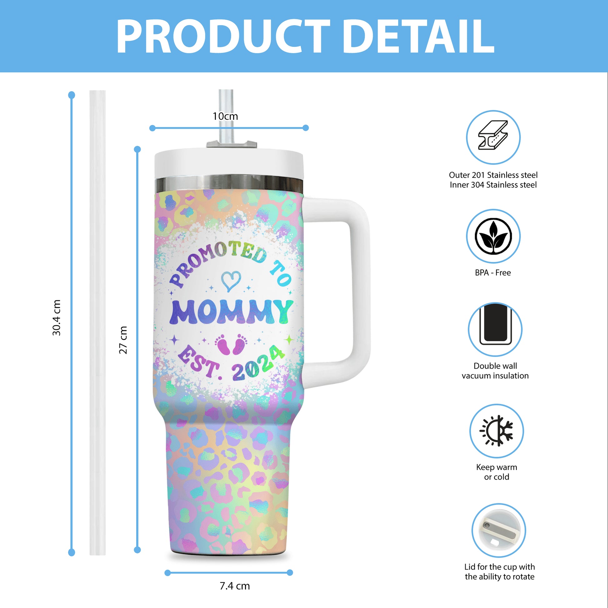 Promoted To Mommy This Year Tumbler - Personalized Custom Tumbler