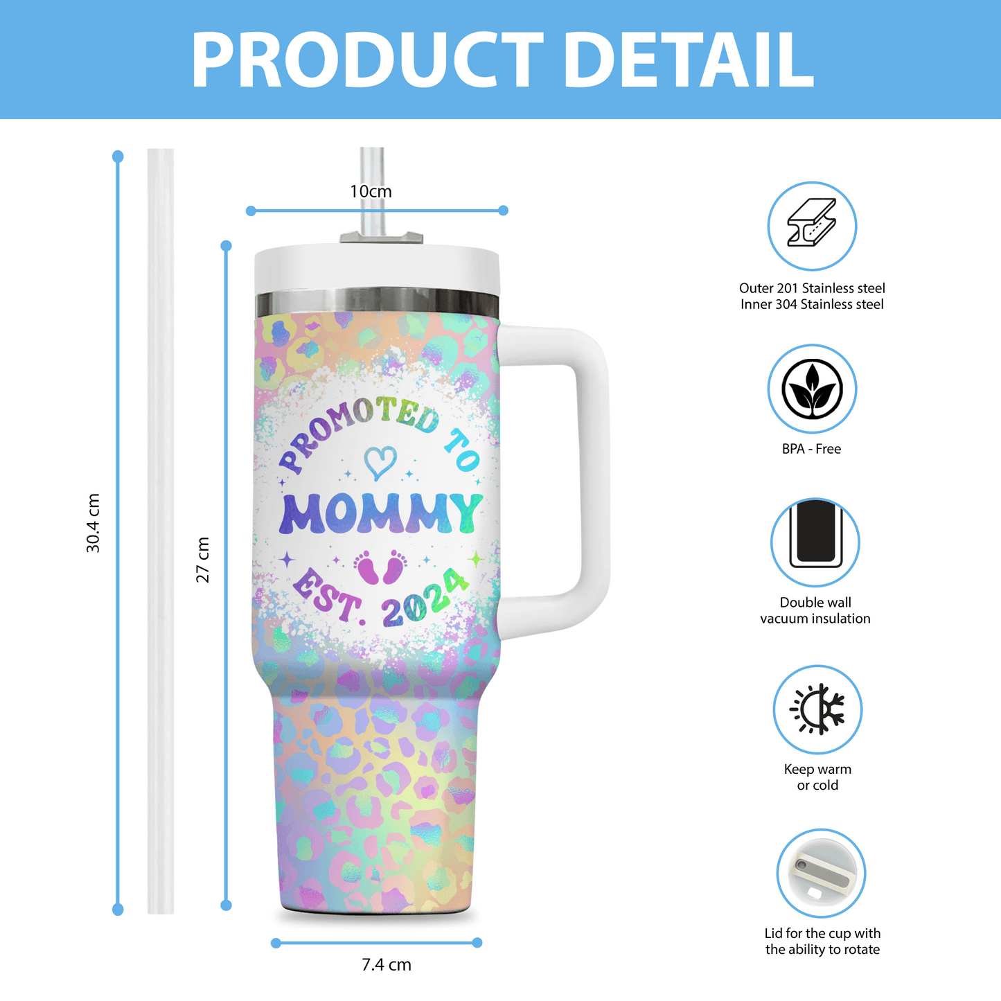 Promoted To Mommy This Year Tumbler - Personalized Custom Tumbler