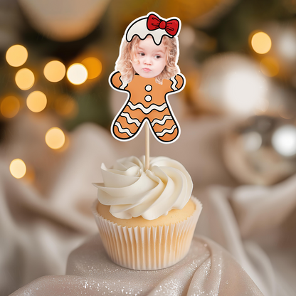 Cookie Christmas Custom Face - Party Decorations Cake Topper