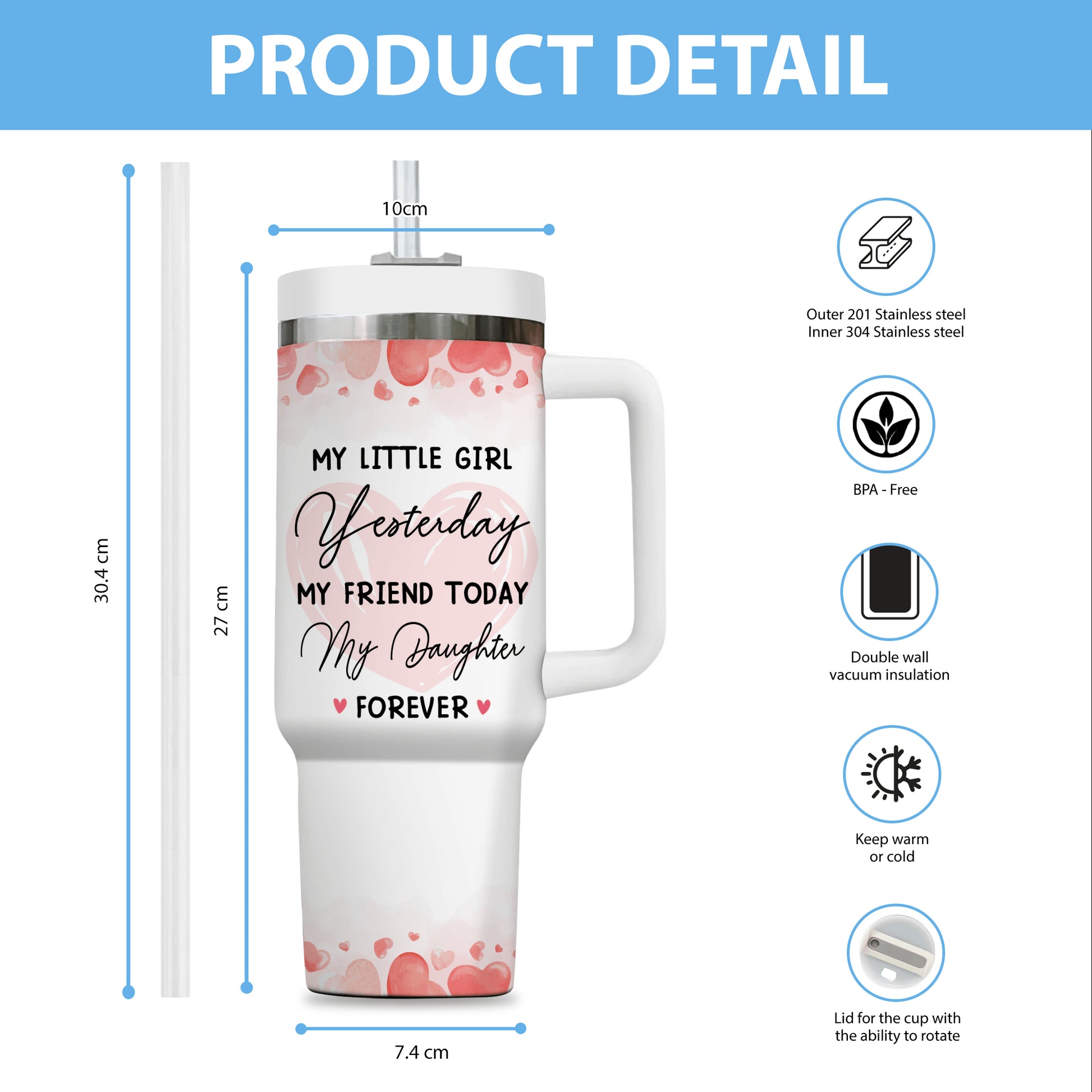 Mom Daughter Forever Tumbler - Personalized Custom Tumbler