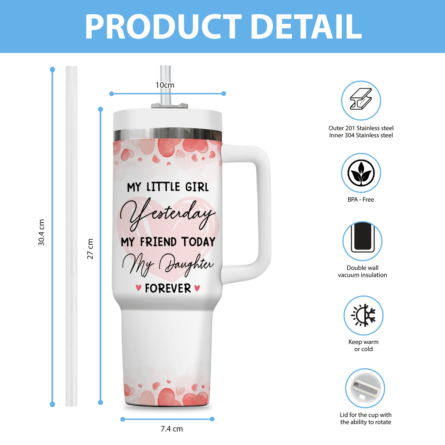 Mom Daughter Forever Tumbler - Personalized Custom Tumbler