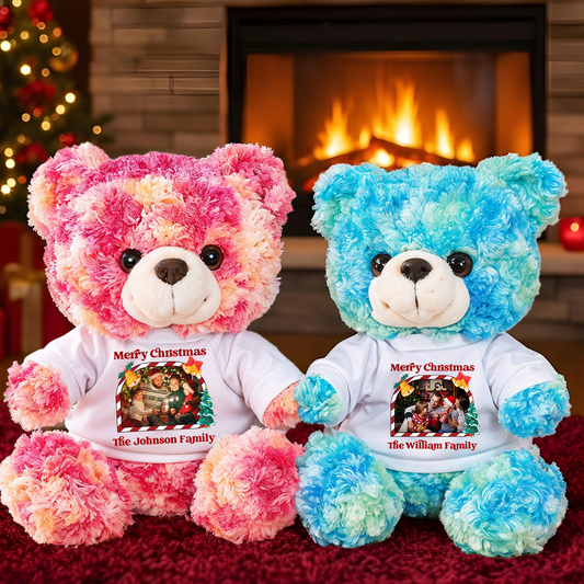Custom Photo Our Family - Teddy Bear With Personalized Photo Shirt