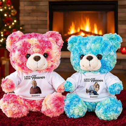 Custom Memorial Embroidery - Teddy Bear With Personalized Photo Shirt