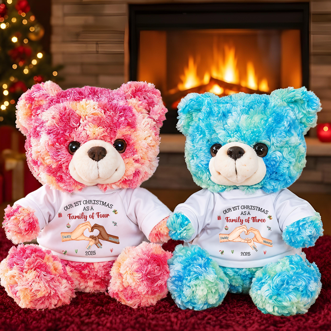 Personalized Baby's First Christmas As A Family - Teddy Bear With Personalized Photo Shirt