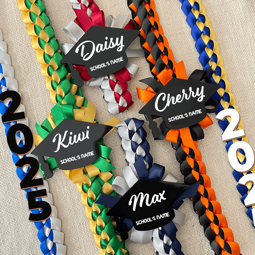 Custom Stole and Ribbon Lei And Acrylic Graduation Cap 2025 - Graduation Lei & Sash Combo