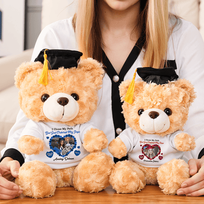 I Chose My Path But God Ordered My Steps Bear With Cap - Teddy Bear With Personalized Shirt