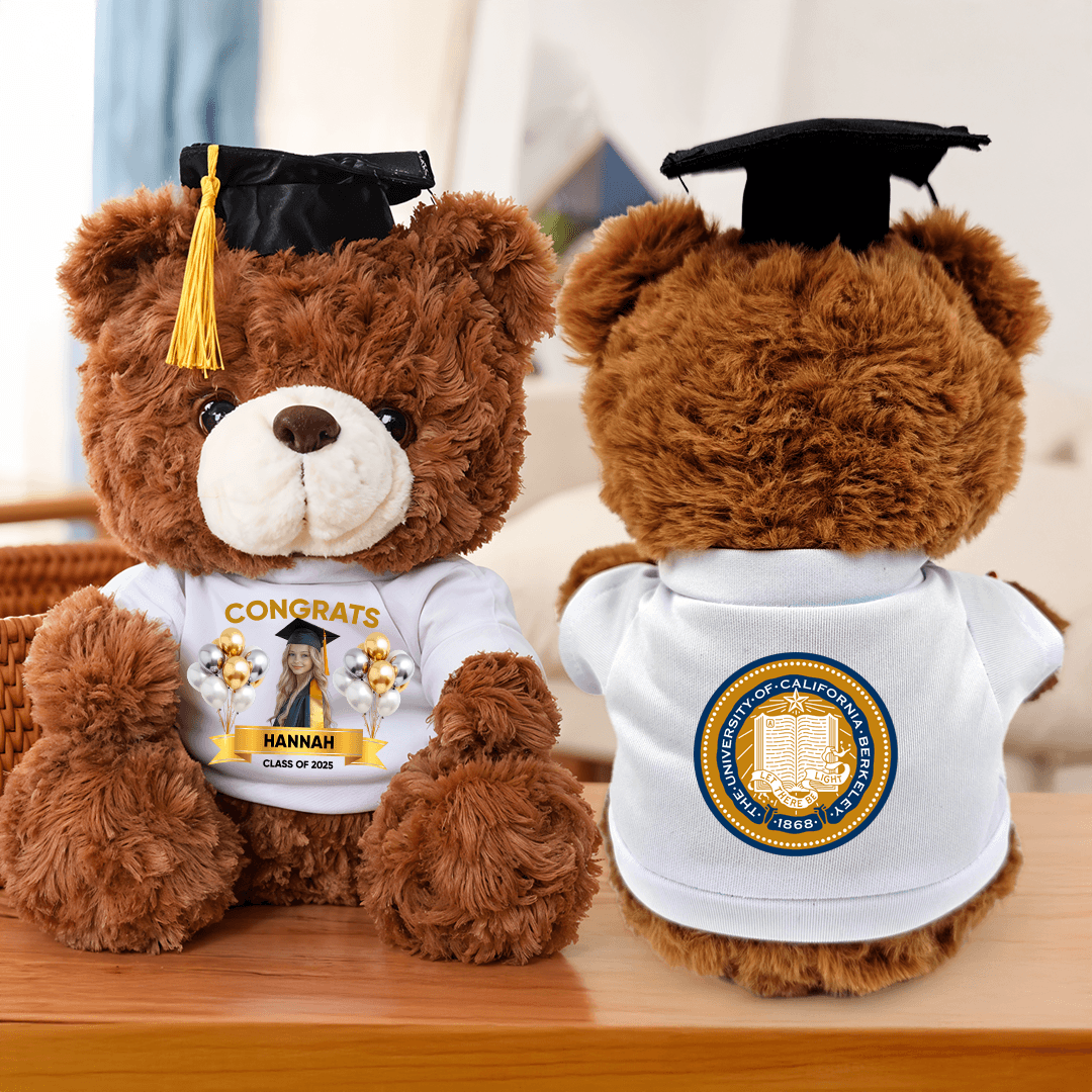 Class Of 2025 Congrats Graduate Bear With Cap Custom Logo - Teddy Bear With Personalized Shirt - 2