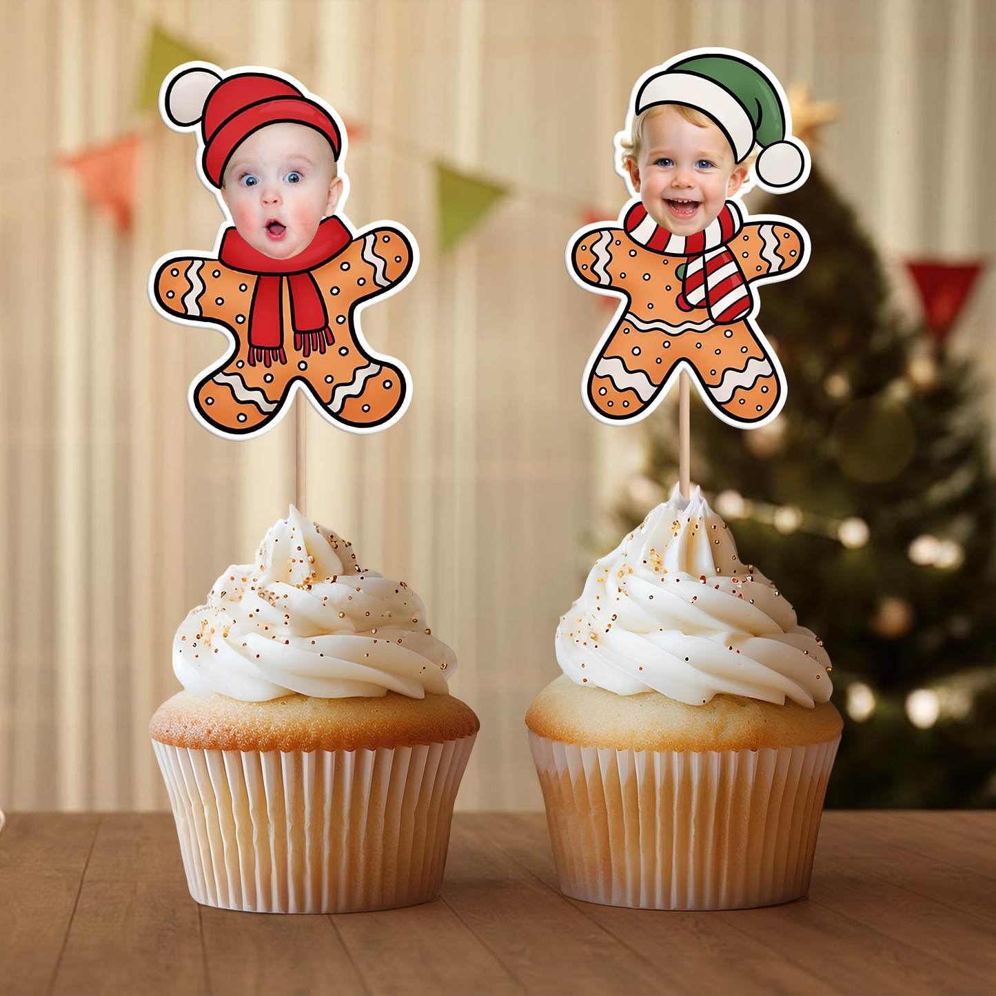 Cookie Christmas Custom Face - Party Decorations Cake Topper